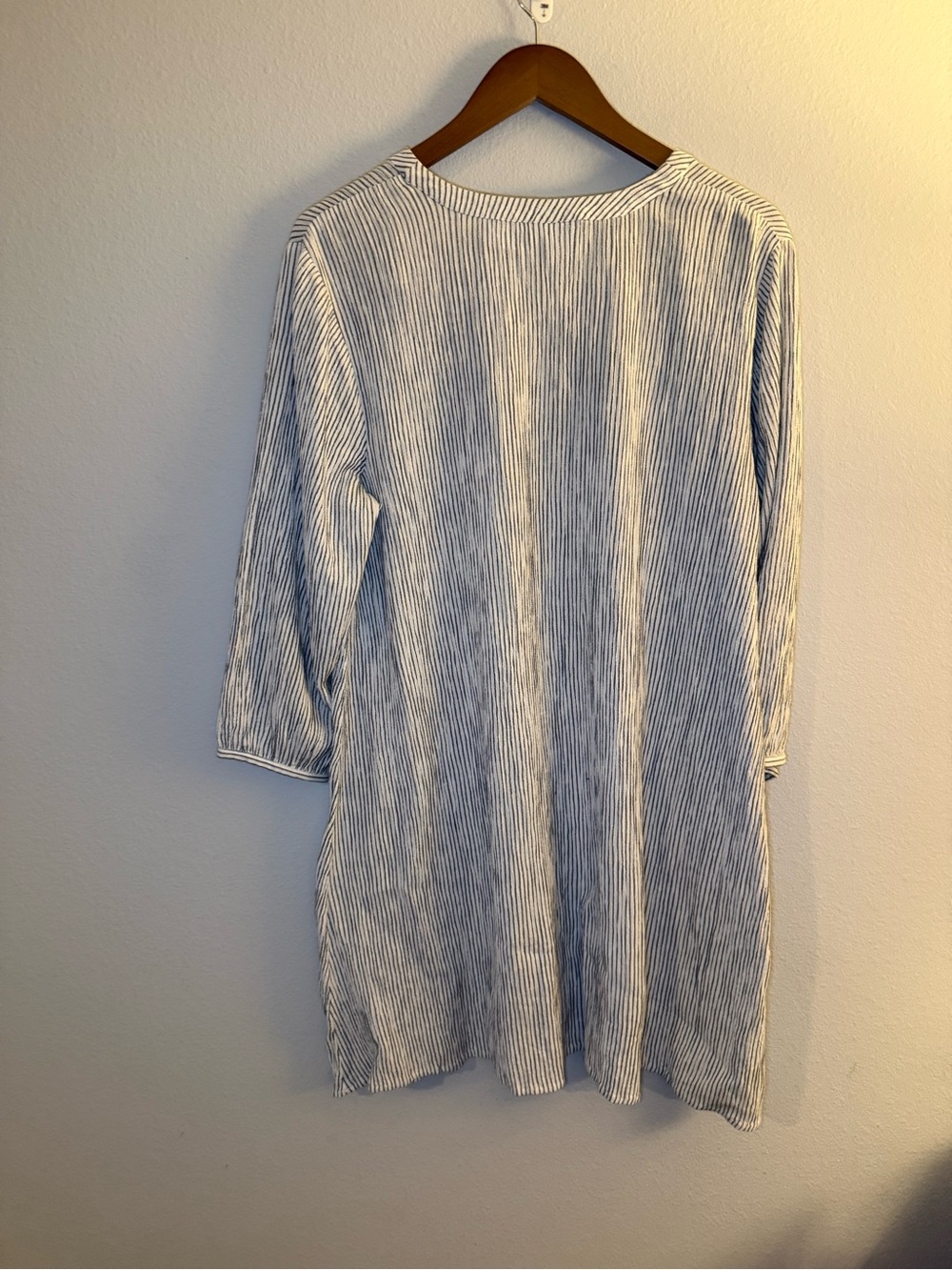 J. Jill Cream and Navy Striped Top with Embroidered Neckline - Picture 5 of 11